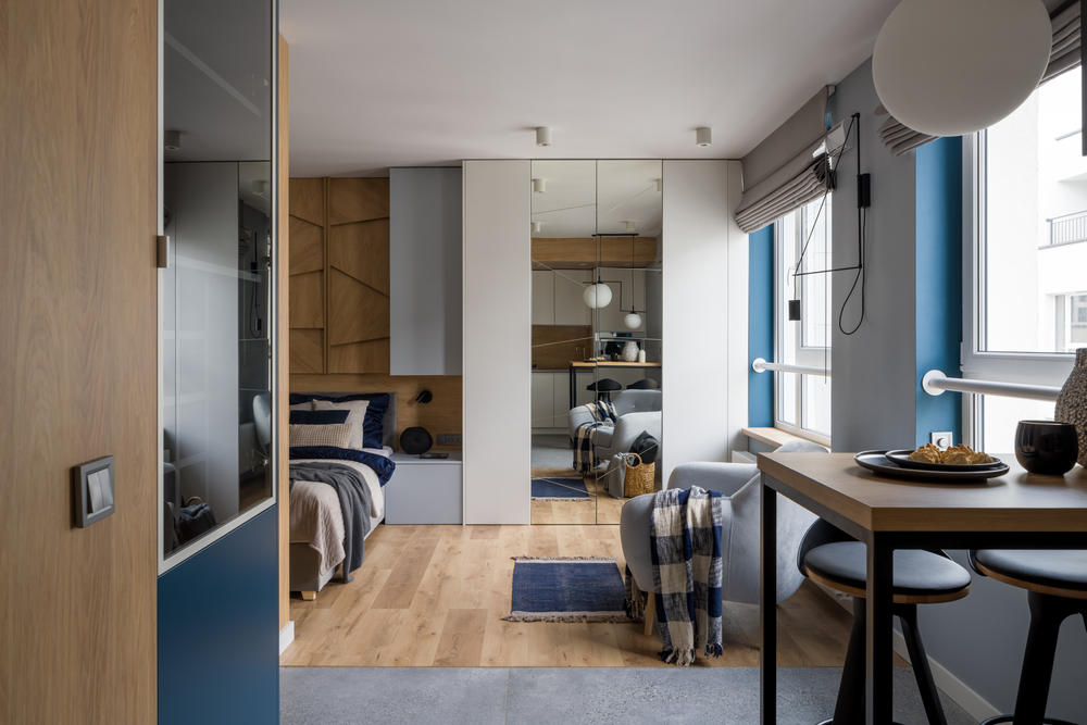 Modern,And,Stylish,Single,Studio,Apartment,With,Bedroom,Open,To