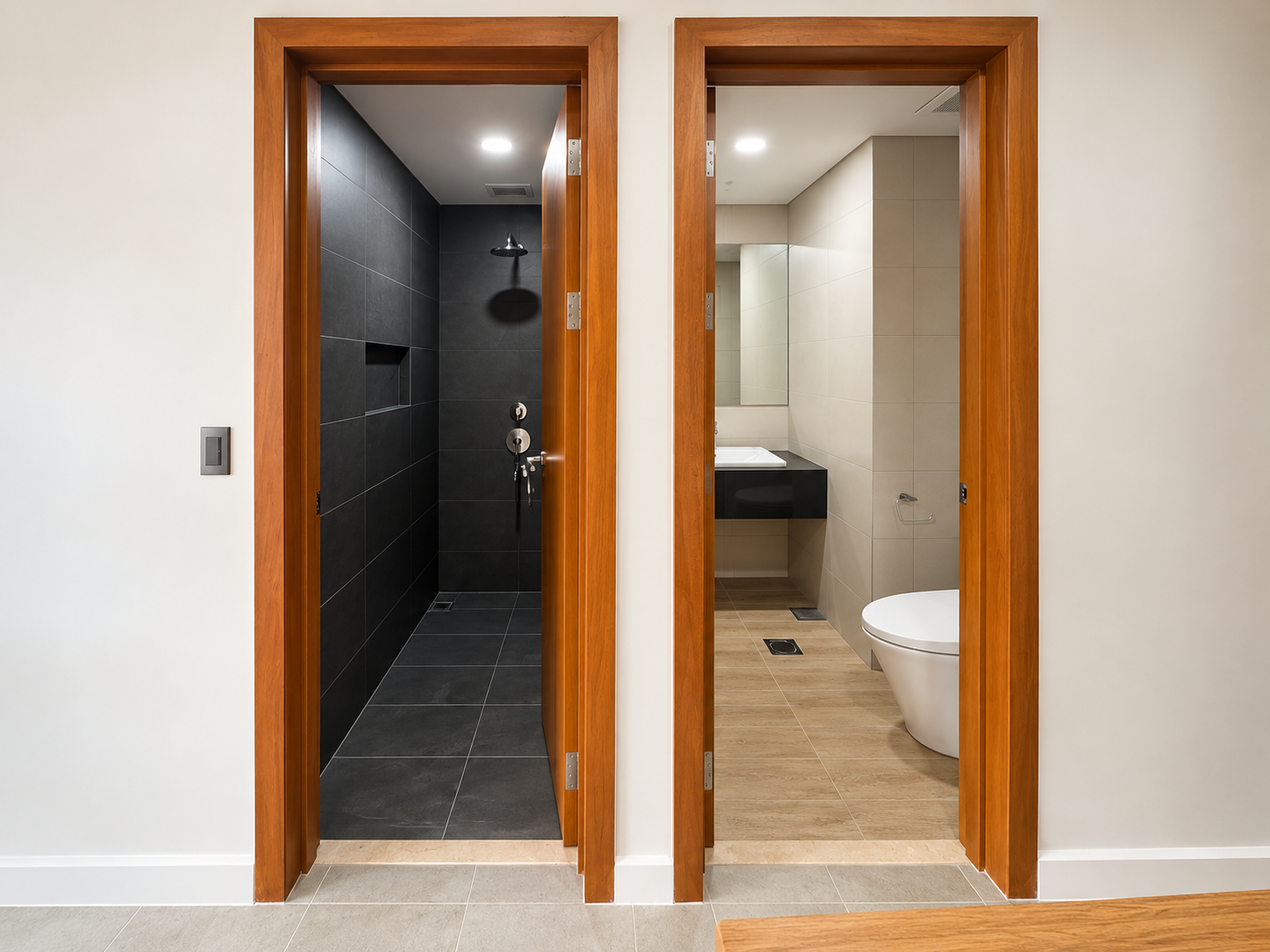 Modern Corridor with Twin Bathrooms (1)