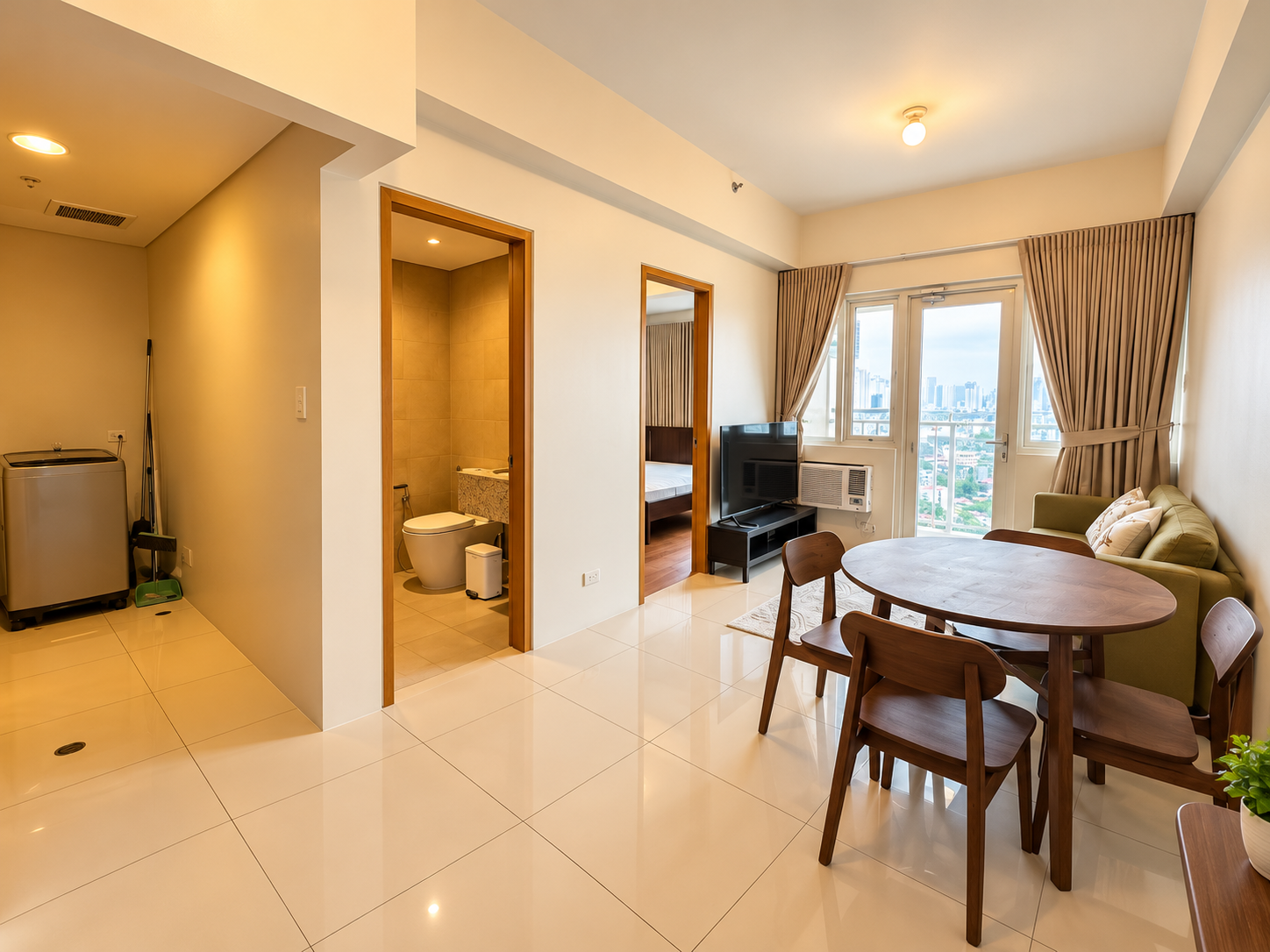 Warm Modern Condo Living Space