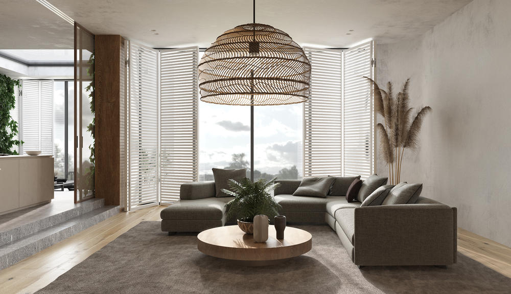 Minimalist,Modern,Interior,Scandinavian,Design.,Beige,Studio,Living,Room.,Light
