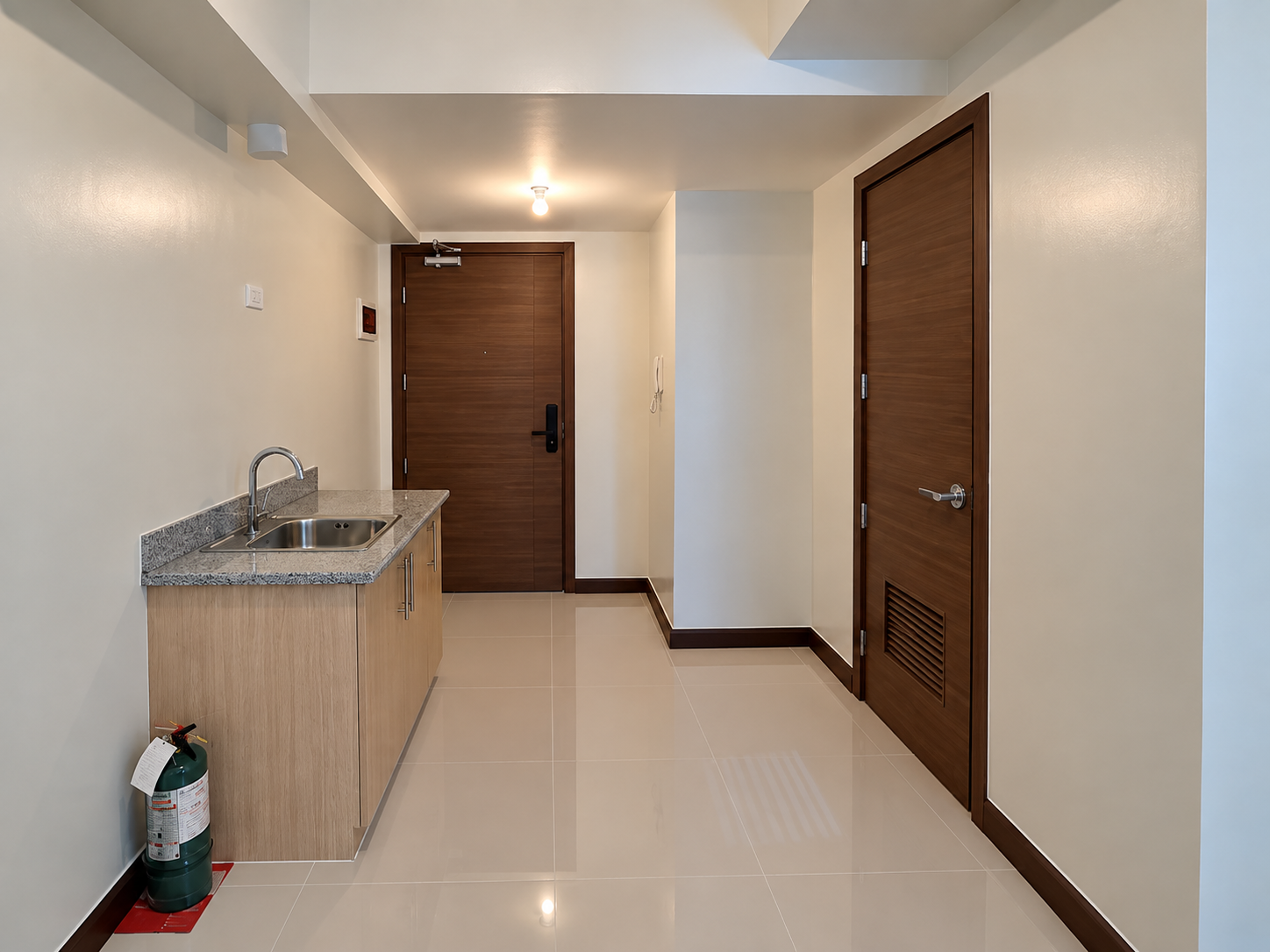 Modern Apartment Entryway and Kitchenette