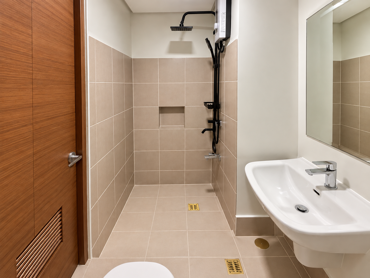 Modern Minimalist Walk-In Bathroom