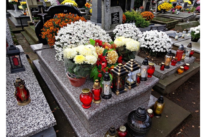 Flowers at a Tombstone