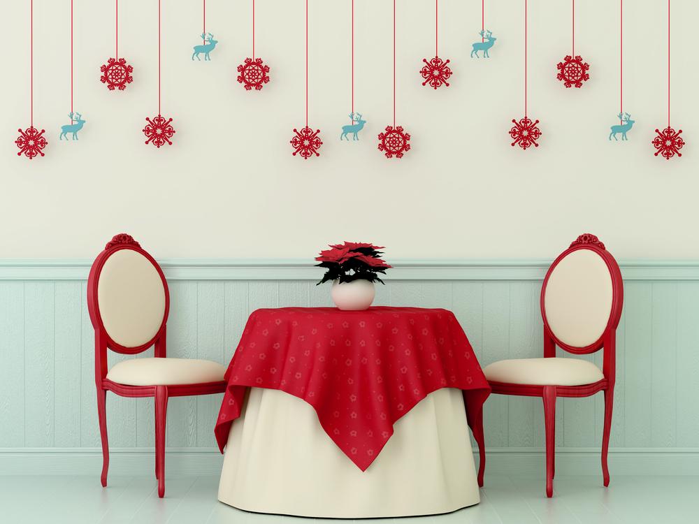 furniture with christmas drapery