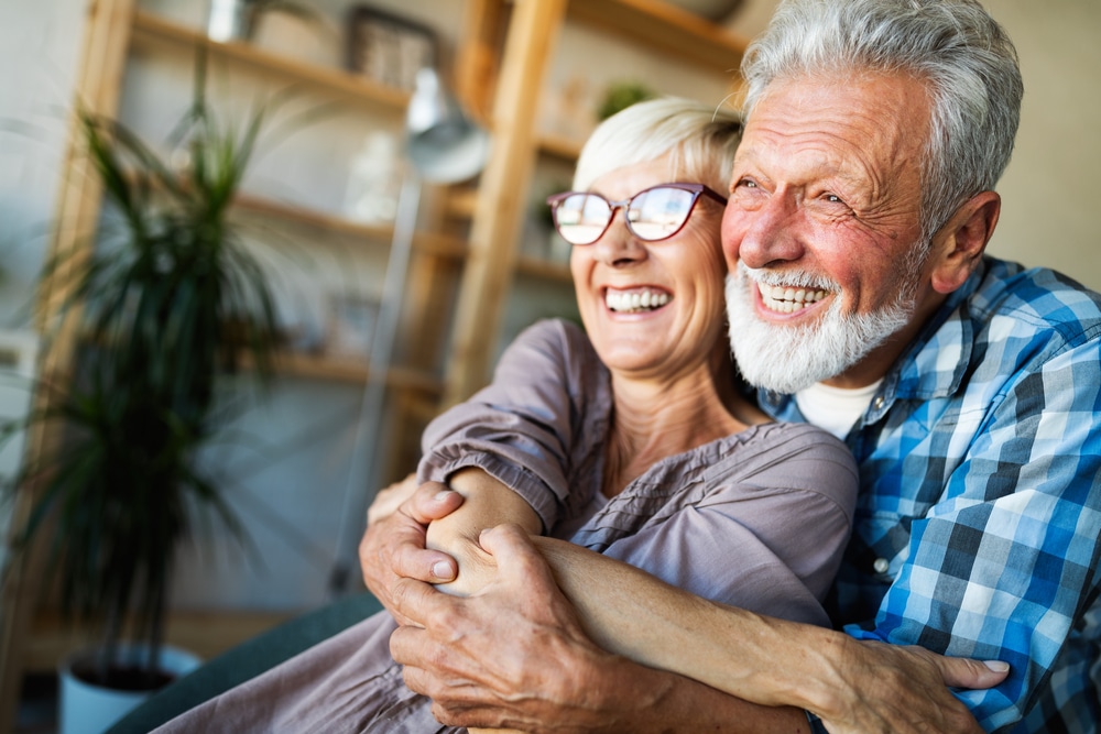 elderly retiree couple in love