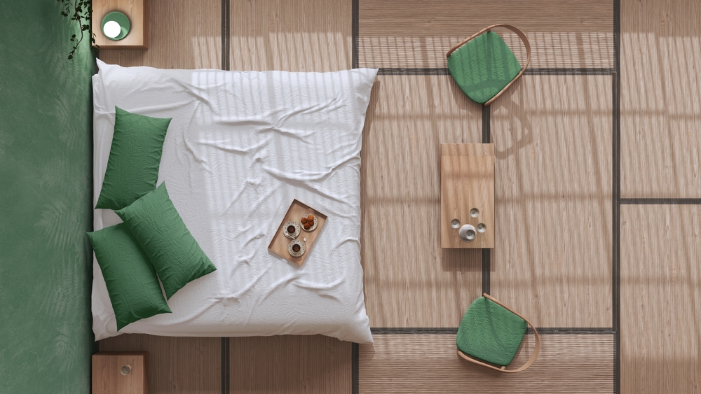 japanese bedroom with tatami mats