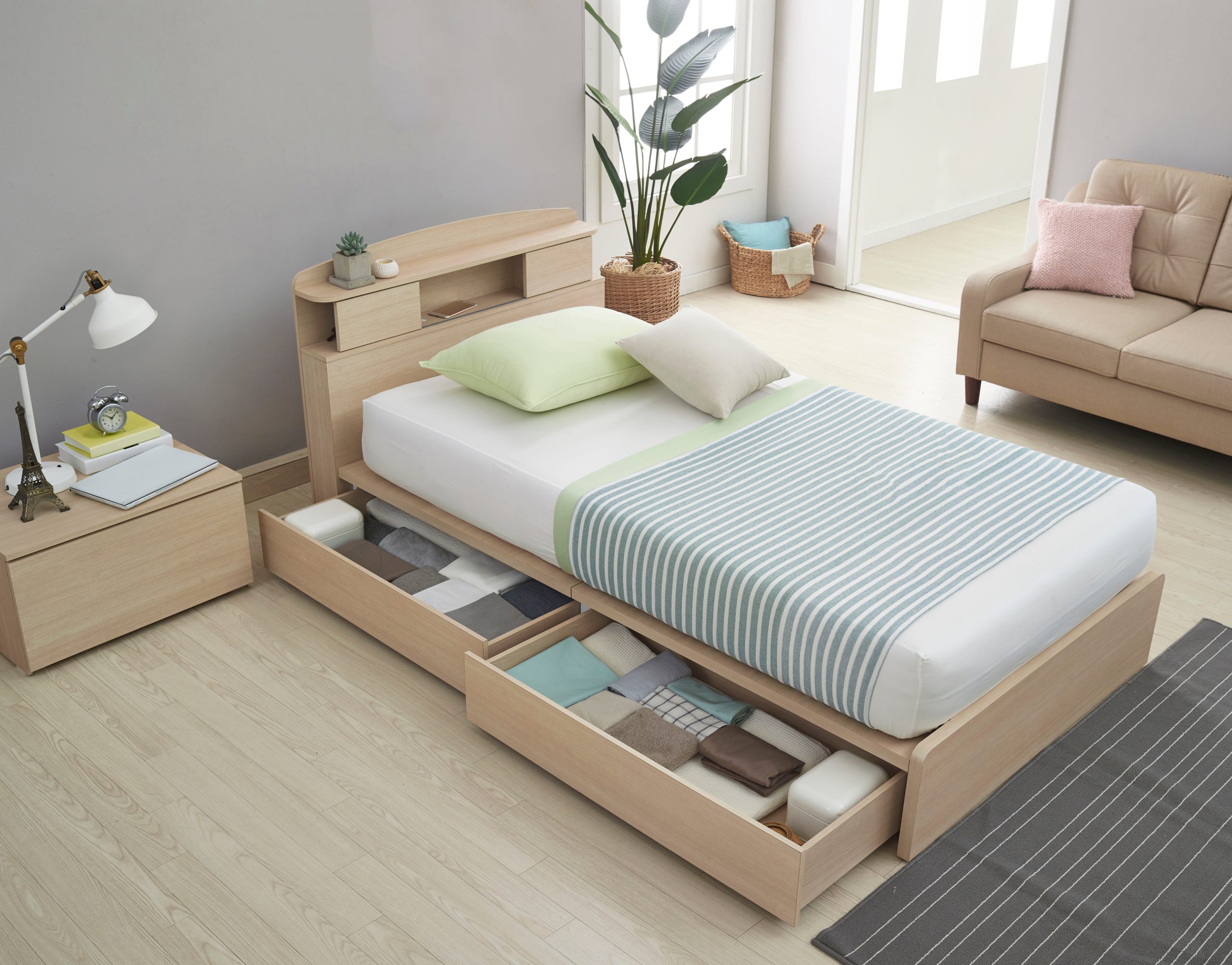 bed frame with drawers