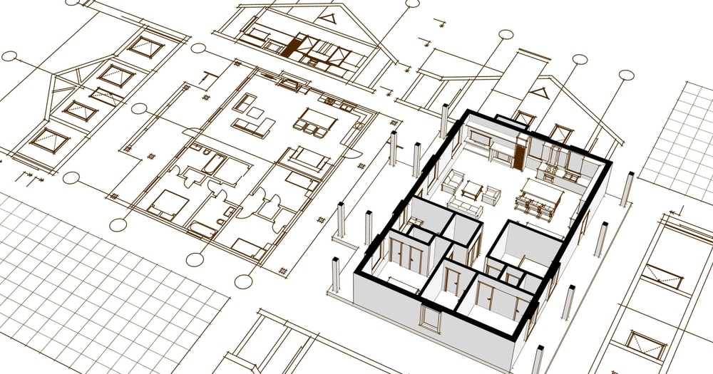 blueprint of different rooms of a house banner